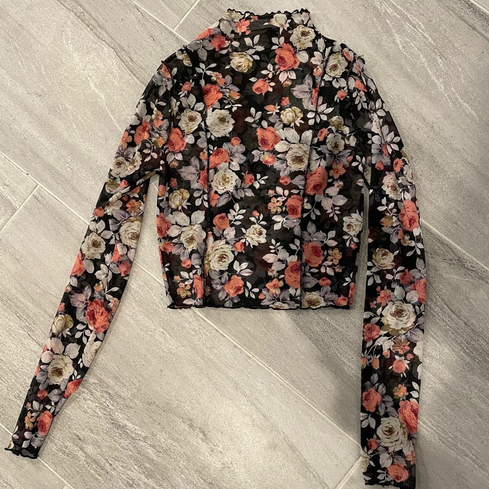 Sheer Floral Crop Top
